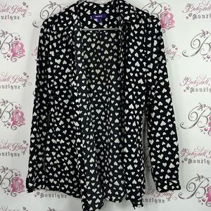 Mexx shirt button down hearts polka dot Black and White Heart Pattern
